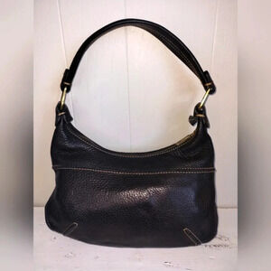 Francesco Biasia Pebbled Leather Handbag in Black Shoulder Medium Brass